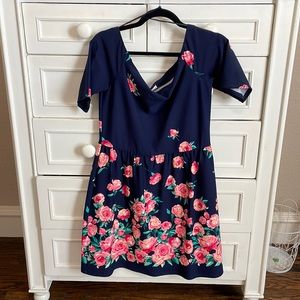 Nine Britton L navy flower dress